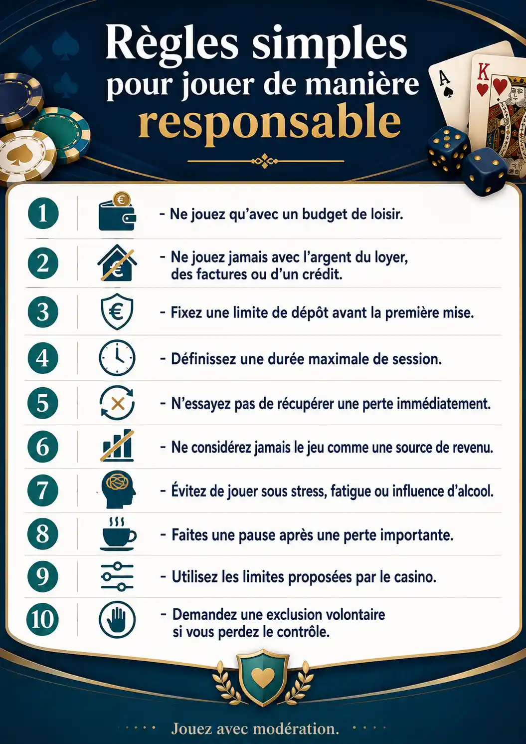 Règles simples pour jouer de manière responsable
